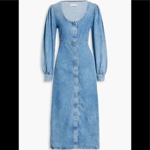 Ganni Light Indigo Denim Longsleeve Dress Size 34 US 2